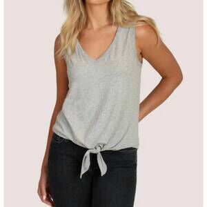 NEW DYLAN deep v sleeveless tie top in heather